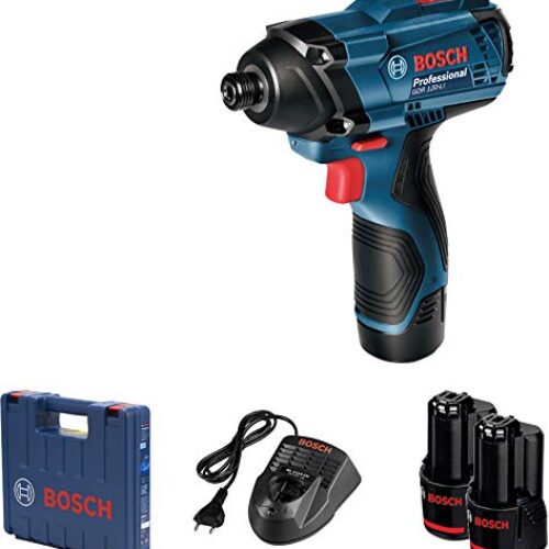 Bosch GDR 120-LI Cordless Impact Driver/Wrench, 2 Gear, 100 Nm, 1/4” Hex, Soft Grip, 1.1 kg + 2 x Brand: Bosch