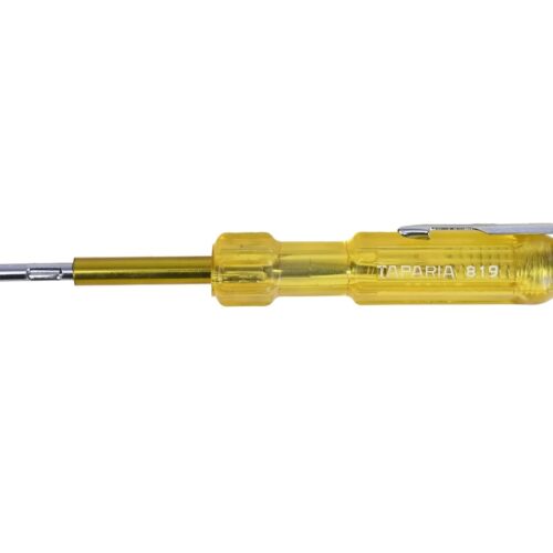 Taparia 819 Two in One Line Tester Screwdriver – Neon Voltage Tester Bright Light Indicator – Insulated Shock Proof Blade for Electricians – Pocket Clip – 65mm Flat Blade