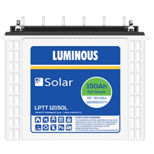 Luminous Solar LPTT 12150L 150 Ah @C10, Recyclable Tall Tubular Inverter Battery for Home, Office & Shops