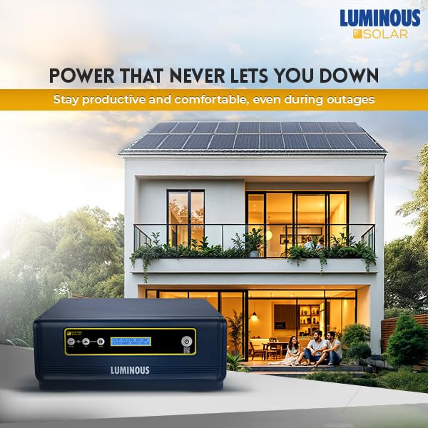 Luminous Single Phase Off-Grid Pure Sine Wave Solar Inverter, MPPT and iSOT Technology, Customized Saving Modes, Supports up to 1000Wp Panels, LCD Display - Image 2