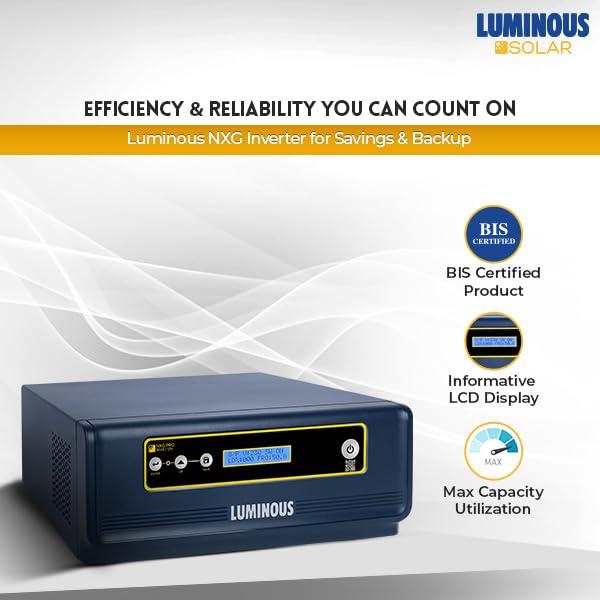 Luminous Single Phase Off-Grid Pure Sine Wave Solar Inverter, MPPT and iSOT Technology, Customized Saving Modes, Supports up to 1000Wp Panels, LCD Display - Image 5