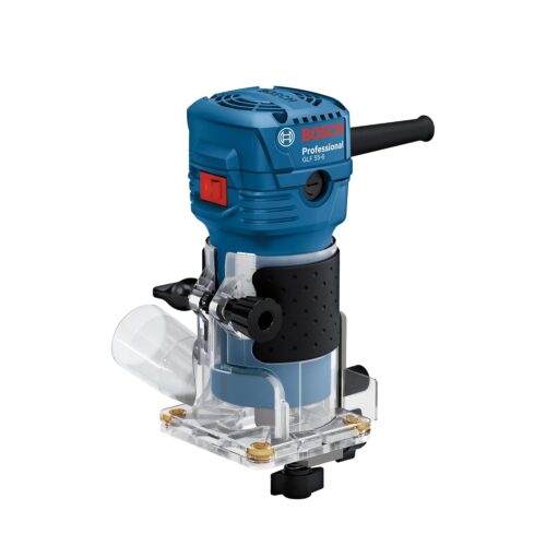 Bosch GKF 550 Electric Hand / Palm Router, 550W, 33,000 rpm, 6 (1/4″) mm Bit, Variable Speed, Soft Grip,1.4kg + Parallel, Roller & Template Guide, 17 mm & 10 mm Spanner, Straight Bit