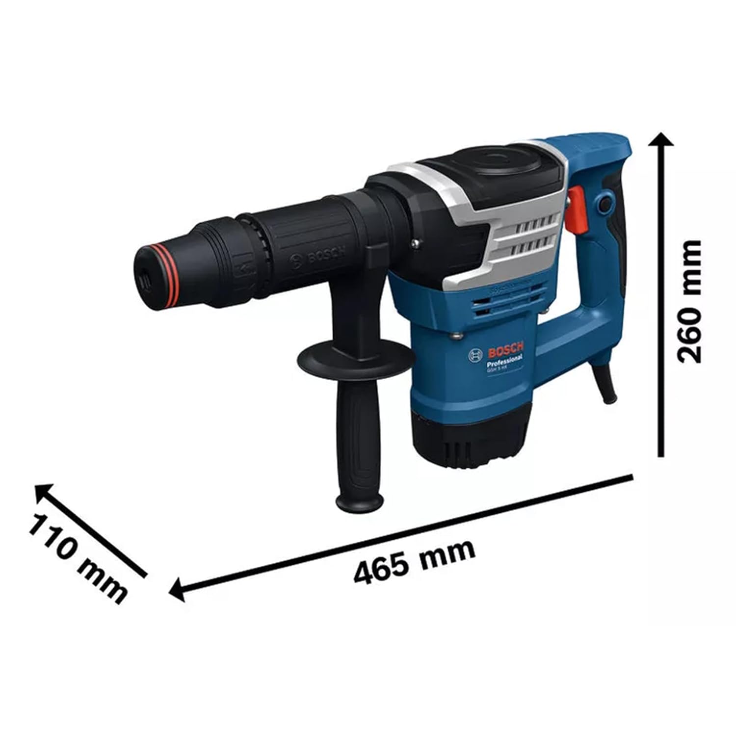 BOSCH GSH 5 HX Professional Demolition Hammer 2,900 BPM, 1,100 W 7.8 J Impact Energy Low Vibration & Durable Build Ergonomic Soft-Grip Handle Heavy-Duty Chiseling - Image 2