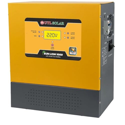 UTL Sun Lion 1000 rMPPT Solar Inverter  800VA12.8V  Inbuilt Lithium Battery (LiFePO4)  Compatible with 12V & 24V Solar Panels  Wall Mountable