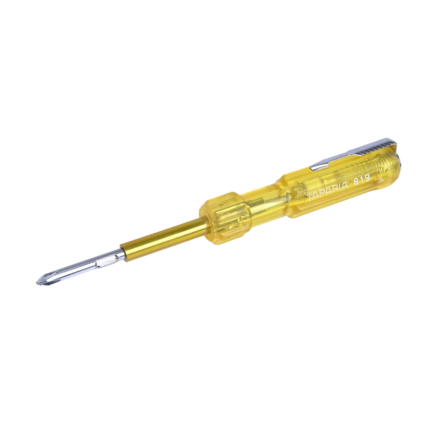 Taparia 819 Two in One Line Tester Screwdriver - Neon Voltage Tester Bright Light Indicator - Insulated Shock Proof Blade for Electricians - Pocket Clip - 65mm Flat Blade - Image 3