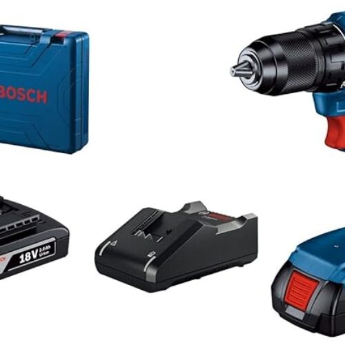 BOSCH GSR 185-Li Professional Kit | Brushless Motor | Speed (1st/2nd)- 0-500/0-1900 RPM | Chuck Size 13 mm | Manufacturing & Construction Use | 1 18V Battery & 1 charger Included| 1 Yr Warranty