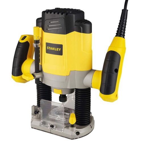 STANLEY SRR1200-IN Plunge Router 1200W 55mm Variable Speed With 6 Router Bits with Spindle-lock & Anti-static shoe coating, 1 Year Warranty