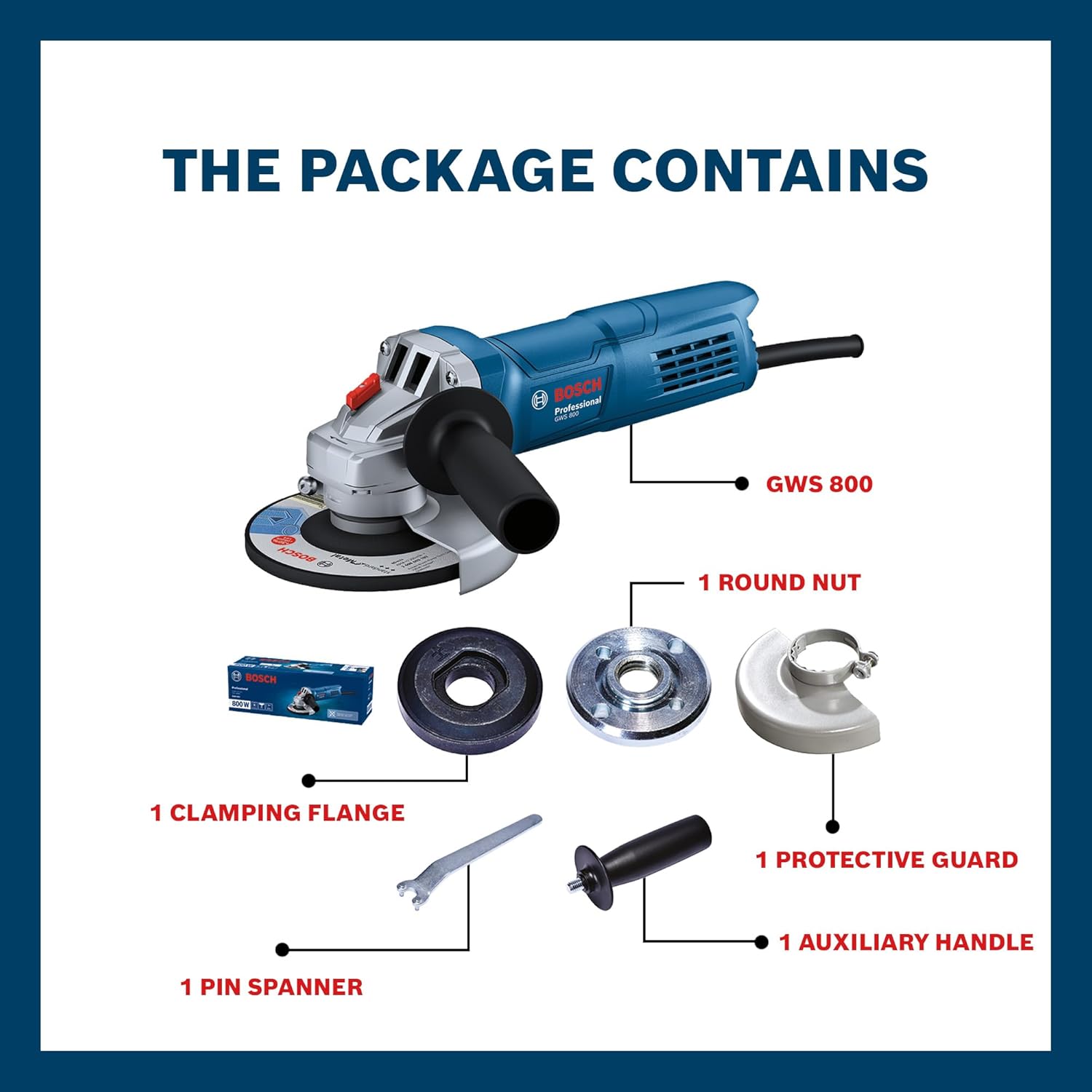 BOSCH Professional GWS 800 Angle Grinder 800W Power No-load Speed of 11000 RPM Versatile Cutting and Grinding Tool M10 Grinding Spindle Thread 100 mm Disc - Image 2