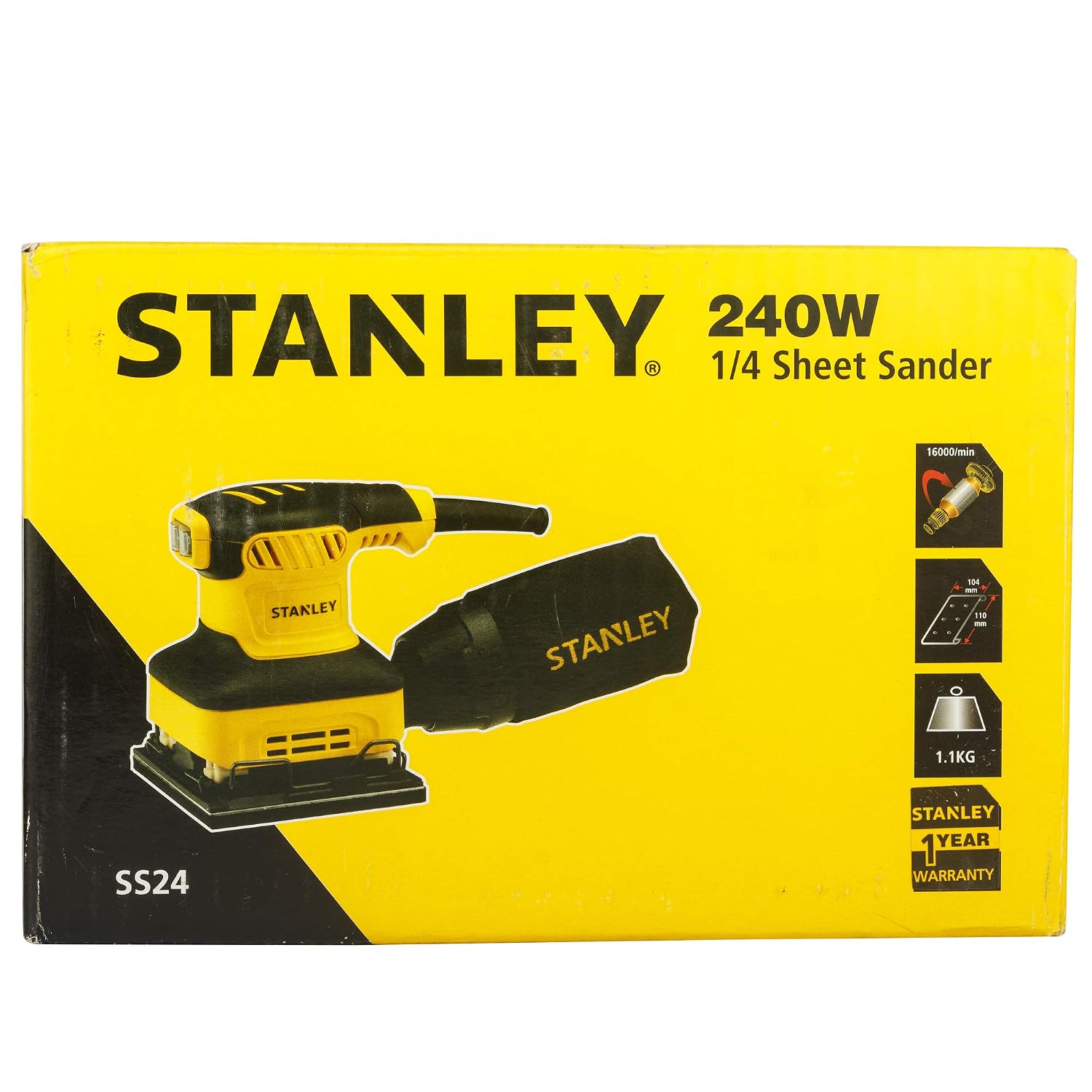 Stanley SS24-IN 240W, 14 Corded Electric Sheet Sander (Yellow and Black) - Image 2