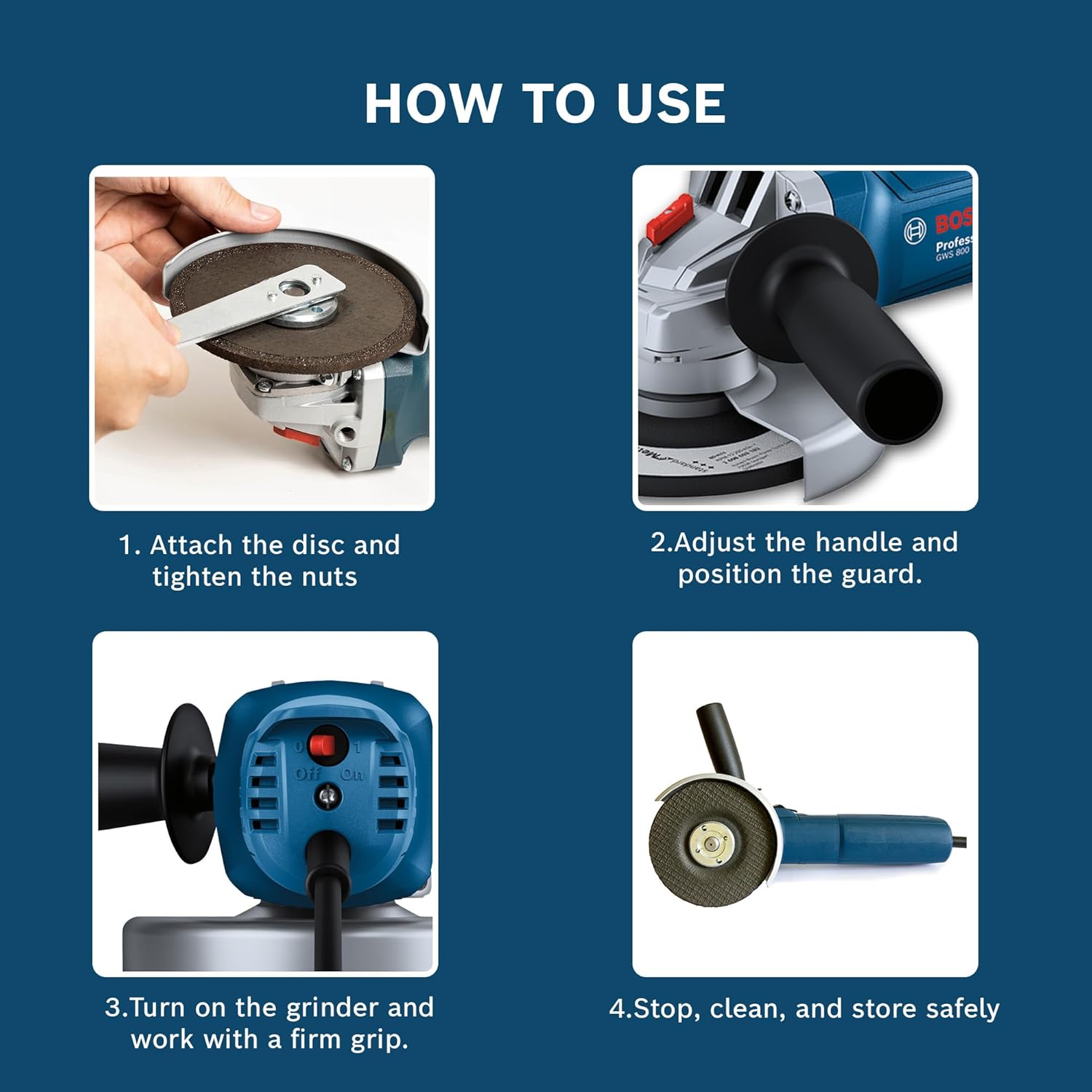 BOSCH Professional GWS 800 Angle Grinder 800W Power No-load Speed of 11000 RPM Versatile Cutting and Grinding Tool M10 Grinding Spindle Thread 100 mm Disc - Image 3