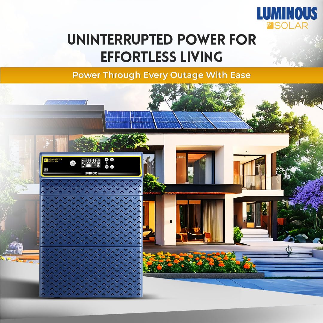 Luminous Single Phase Off-Grid Pure Sine Wave Solar Inverter, Smart Solar Optimization, Customized Saving Modes, Supports up to 3000Wp Panels, LCD Display - Image 4