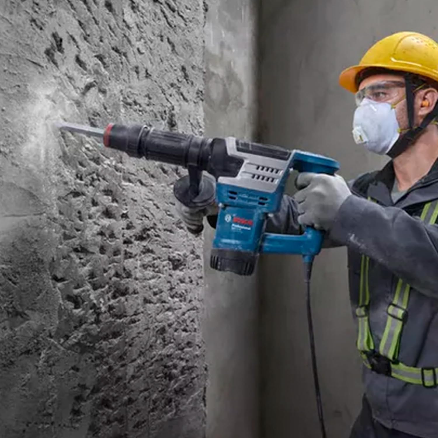 BOSCH GSH 5 HX Professional Demolition Hammer 2,900 BPM, 1,100 W 7.8 J Impact Energy Low Vibration & Durable Build Ergonomic Soft-Grip Handle Heavy-Duty Chiseling - Image 4