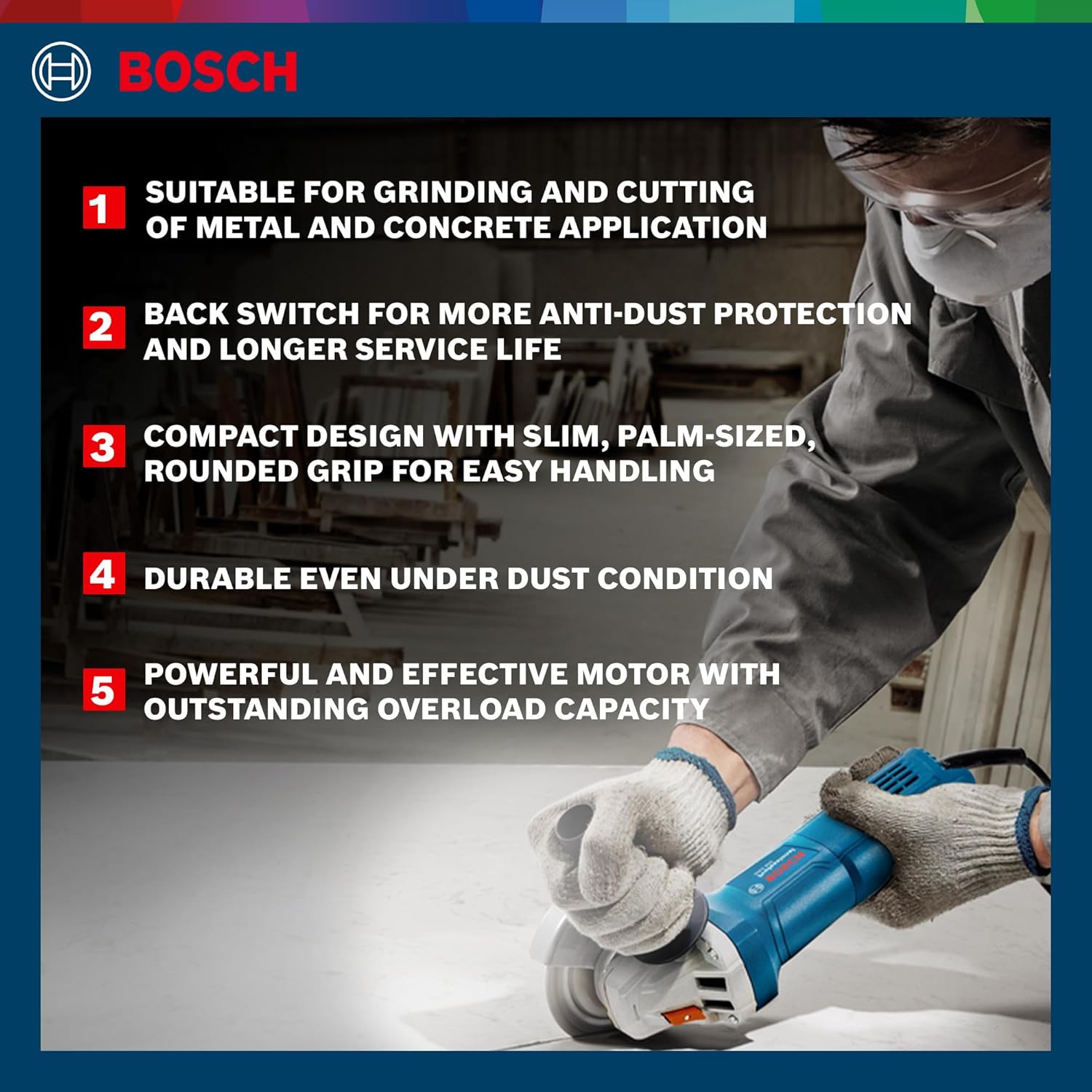 BOSCH Professional GWS 800 Angle Grinder 800W Power No-load Speed of 11000 RPM Versatile Cutting and Grinding Tool M10 Grinding Spindle Thread 100 mm Disc - Image 4