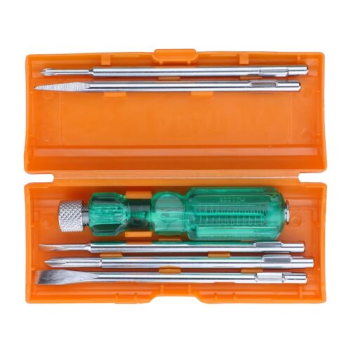 Taparia 812 Screw Driver Set with Neon Bulb, Silver & Green, 1 Piece