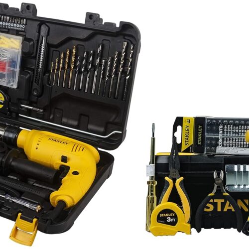 STANLEY SDH600KP-IN DIY 13 mm Hammer Drill Machine and Hand Tool Kit for Home Use (120-Pieces) & STANLEY ELECTRICIAN-KIT All-in-One Hand Tool Kit For Home & DIY