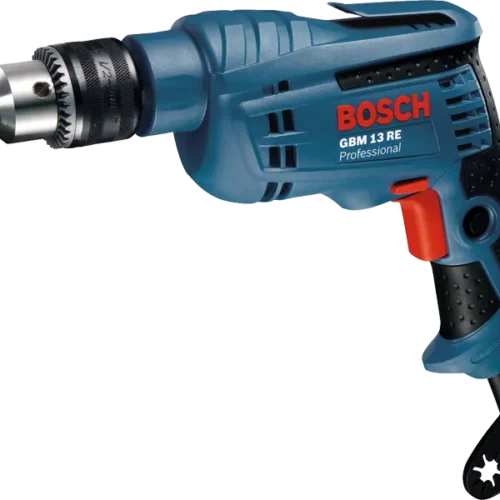 Bosch GBM 13 RE Heavy Duty Corded Electric Rotary Drill, 600W, 13 mm, 20 Nm, 1.7 kg, Speed Selection, Forward/Reverse Rotation, Soft Grip, For Wood & Metal + Handle