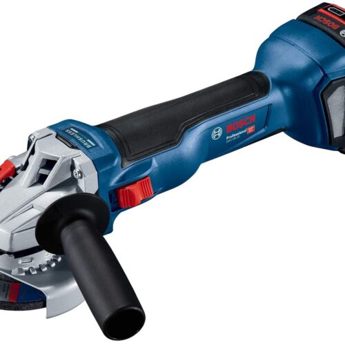 Bosch GWS 18V-10 Heavy Duty Cordless Angle Grinder, Brushless Motor, KickBack Control, 125 mm, M14, 9,000 rpm, 2.1 kg + 2 x battery GBA 18V 5.0Ah, Charger GAL 18V-40 & Accessories, 1 Year Warranty